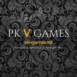 Logo PKV Games LTD bergaya hitam-emas dengan huruf V menyala dan teks pkvgames.ltd