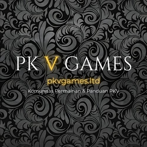 Logo PKV Games LTD bergaya hitam-emas dengan huruf V menyala dan teks pkvgames.ltd